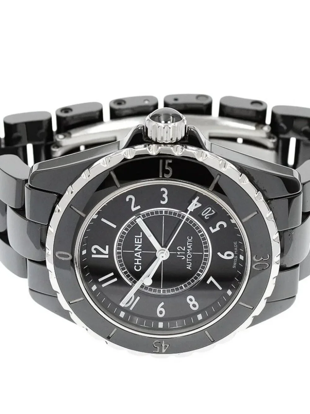 CHANEL J12 H0685 Black Ceramic 38MM Date Black Dial Automatic Men's Watch_967681